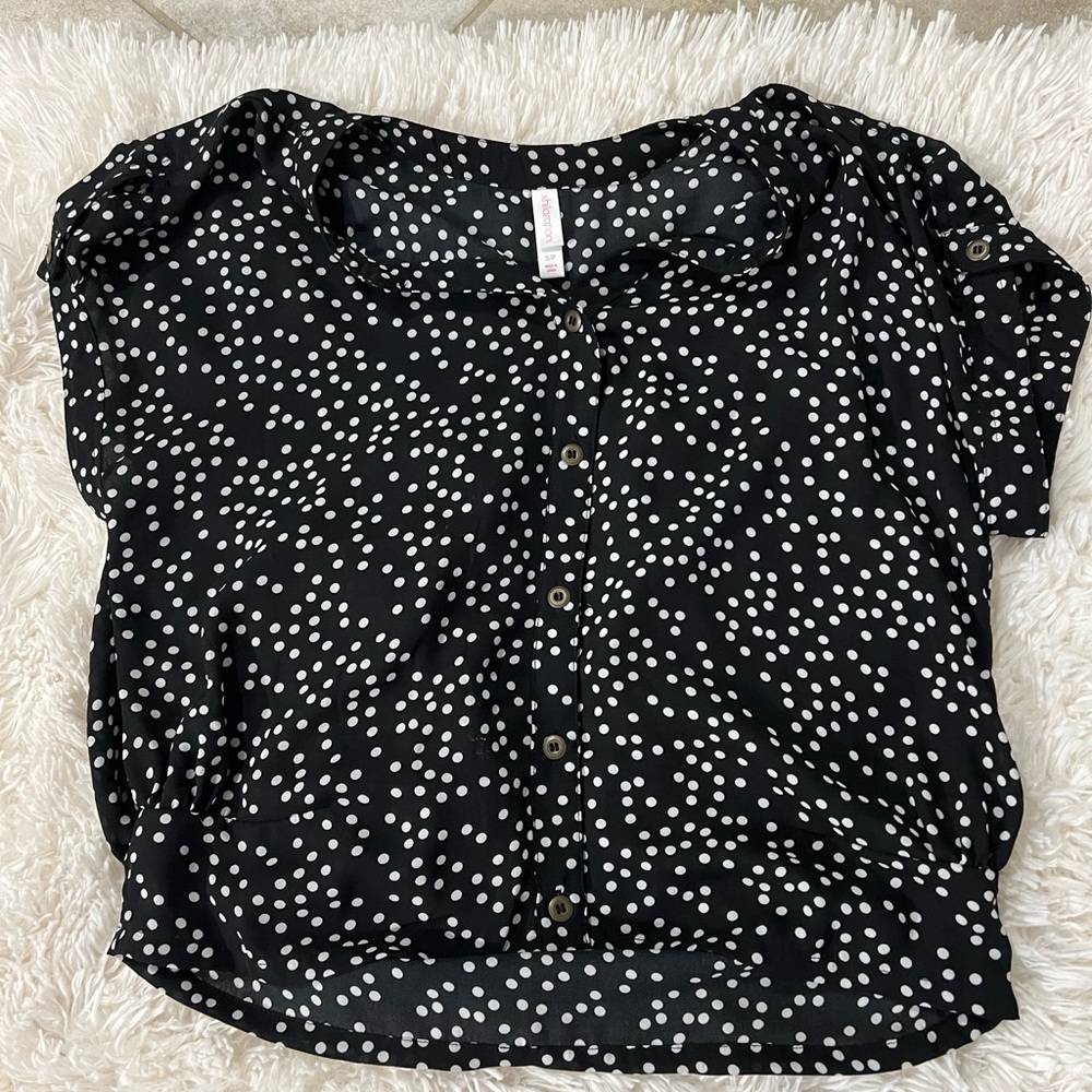 Xhilaration polka dot blouse, size small